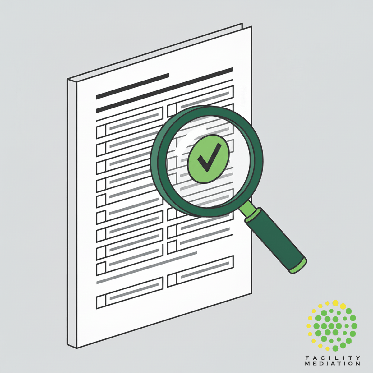 Contrôle qualité d'une prestation – grille d'évaluation et loupe de vérification
